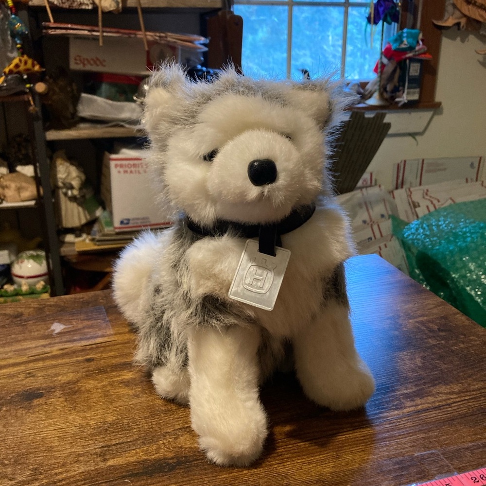 Husqvarna grey and white Husky plush dog